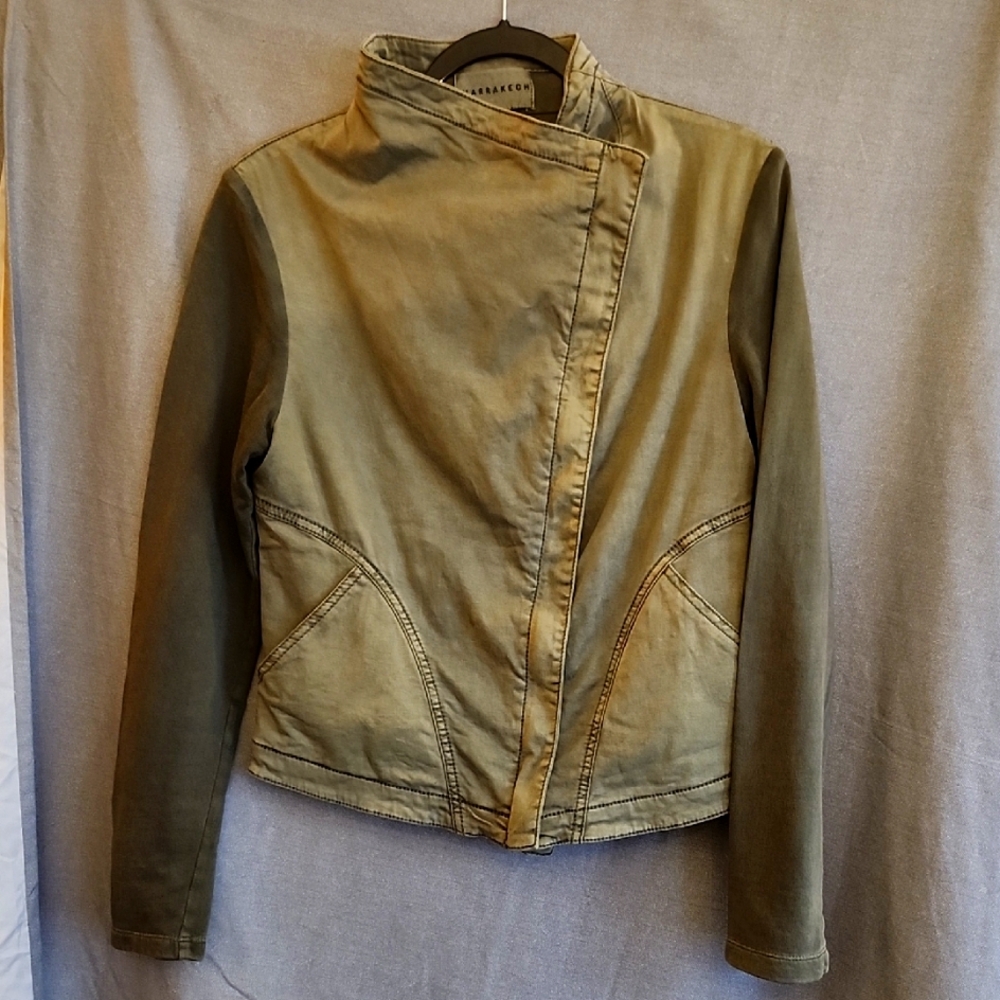 All Saints Green Utility Jacket Asymmetrical Design